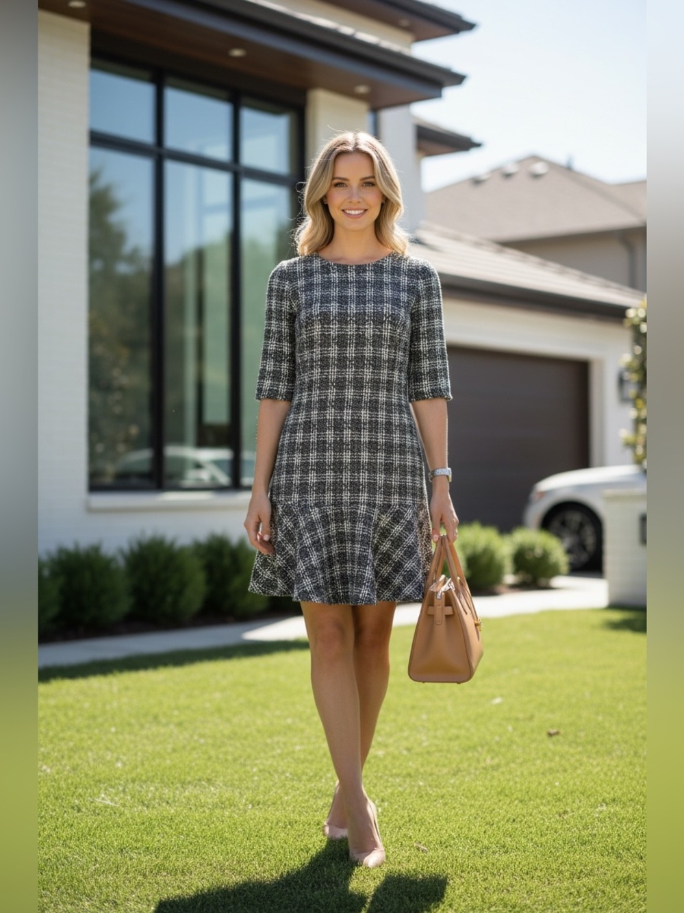 Gossip girl preppy Loft petites peplum plaid drop waist dress size SP - Picture 9 of 9
